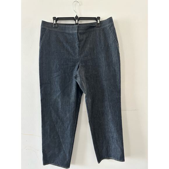 St. John Pants Women's Jeans 14 Denim Chambray Straight Leg Dark Wash - Picture 1 of 7